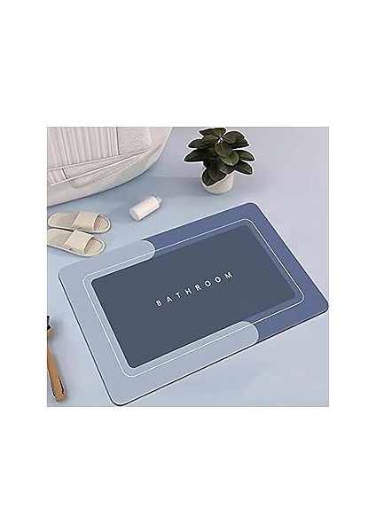 Sogex Banyo Paspası Deri Taban Kaydırmaz Banyo Paspası (60 * 40) (Mavi)