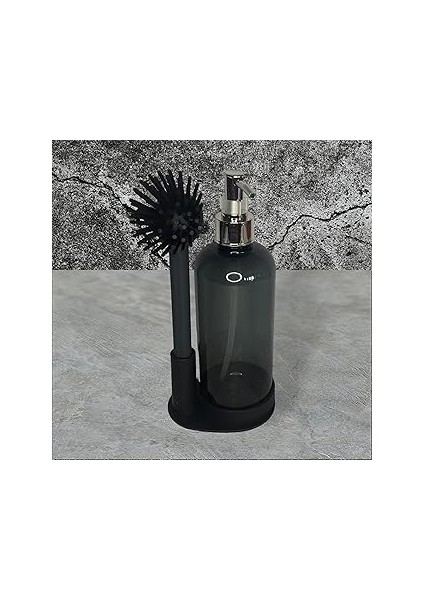 Standlı Plastik Sıvı Sabunluk ve Silikon Bulaşık Sıyırma Fırçası (Kutuludur)