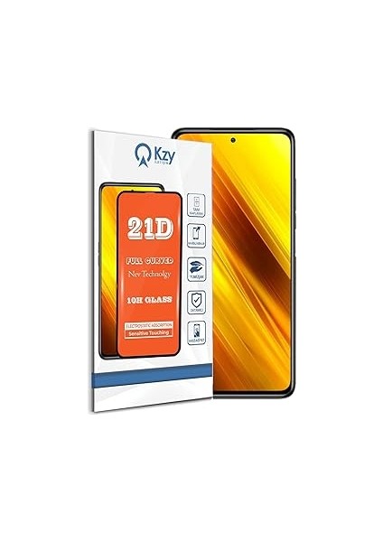 Kzy Ileti̇şi̇m X3 ile Uyumlu Tam Kaplayan 21D Temperli Ekran Koruyucu Cam