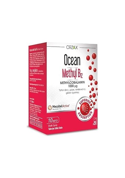 Ocean Methyl B12 1000 Mcg Metilkobalamin Içeren Dilaltı Sprey (1 x 10 Ml)