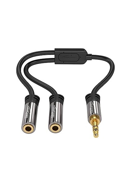 Kabeldirekt – 3,5mm Y Adaptörü ve Jak Ayırıcı ve Aux Dağıtıcı (1 × 3,5mm Fiş – 2 × 3,5mm Soket, Iki