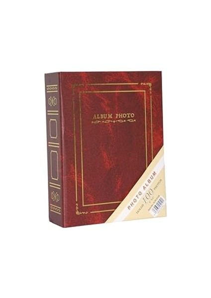 Rabsev 10X15CM 100 Fotoğraf Kapasiteli Ciltbezli Lüks Fotoğraf Albümü (Bordo)