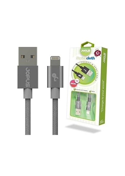 Jopus Data Kablosu Jo-Dk3 Stylish Cloth, Füme, 1.2mt