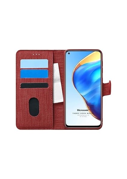 Microsonic 10T Için Kılıf Fabric Book Wallet Kırmızı [mi 10T ile Uyumlu Kılıf - Kırmızı]