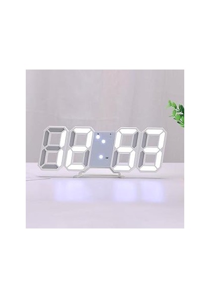Valkyrie Beyaz LED Dijital Dekoratif Masa Veya Duvar Saati
