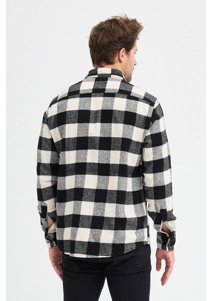 Çift Cep Kapaklı Ekoseli Flam Oduncu Erkek Gömlek