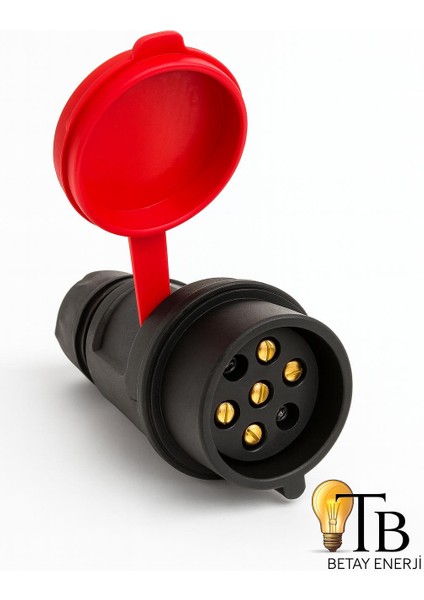 380V 25A Endüstriyel Fiş 3X25A N+P3 Kapaklı Ağır Hizmet Tipi IP44