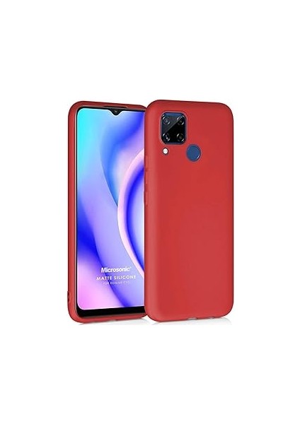 Microsonic Matte Silicone C15 Için Kılıf Kırmızı [realme C15 ile Uyumlu Kılıf - Kırmızı]
