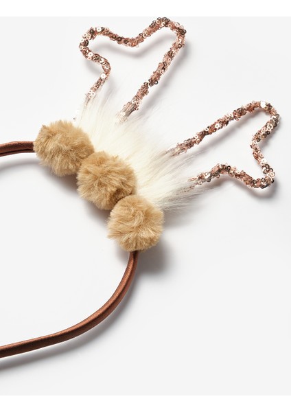 Kahverengi Pullu Geyik Boynuzu Figürlü Kız Çocuk Yılbaşı Taç fiyatları