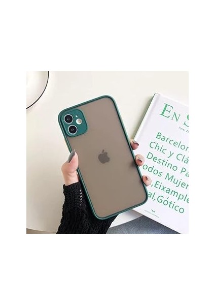 Ggm Aksesuar Iphone 12 6.1 Inç Yan Tuşları Renkli Kamera Korumalı Transparan Tpu Kılıf (Yeşil)