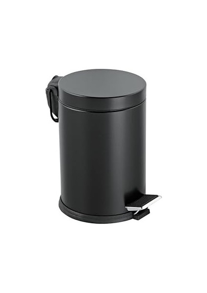 Vinoks Serisi 12 Litre Hacimli Paslanmaz Banyo-Mutfak Pedallı Çöp Kovası Siyah, 12L