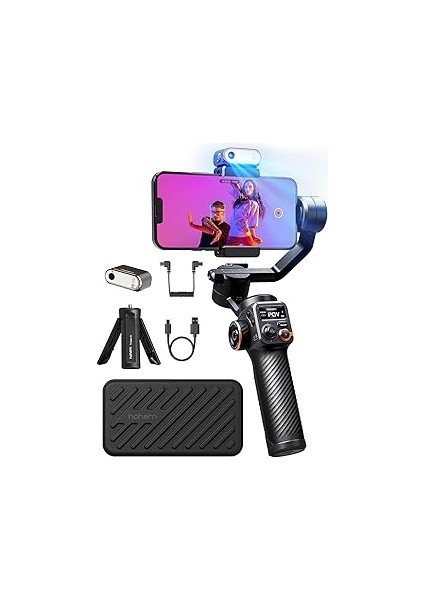 Hohem Isteady M6 Kit 3 Eksenli Cep Telefonu Stabilizatörü, Manyetik Ai Izleyicili Gimbal Akıllı Tel