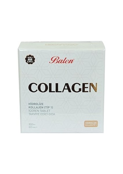 Balen 8690957003999 Collagen Hi̇droli̇ze Kollajen (Ti̇p 1) Içeren Tablet 800 Mg*60 1 Paket(1 x 1000 G)
