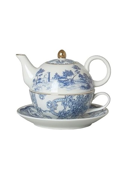 Lucky Florance Bone Tek Kişilik Demlik & Fincan Seti