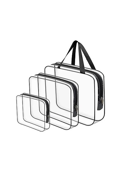 Bybaby Tatil, Plaj, Kozmetik, Makyaj Bakım Çantası Seti, Şeffaf Su Geçirmez, 3 Adet Organizatör Çan