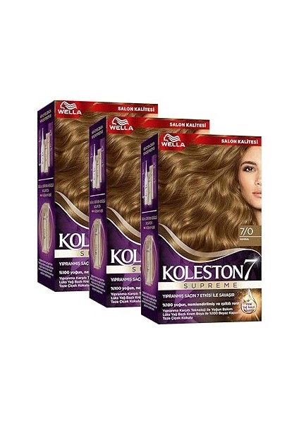 Wella Koleston Supreme Saç Boyası 7/0 Kumral X3'lü