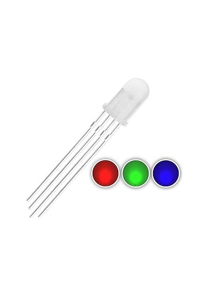 Sanec Rgb LED 5mm Şeffaf Anot 4 Bacaklı Arduino Raspberry