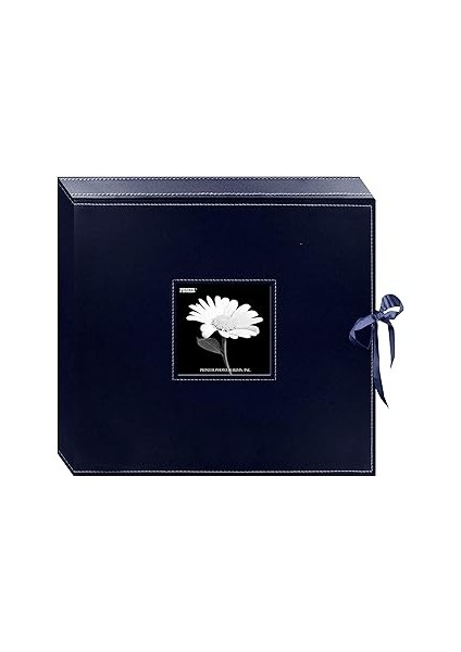 Pioneer 33 x 36,8 cm Dikişli Suni Deri D-Ring Albüm Kutusu, Lacivert