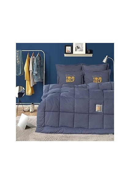 Motto Cotton Tek Kişilik Uyku Seti Indigo