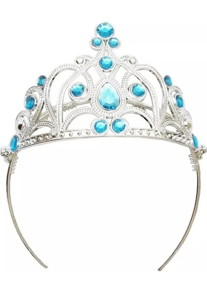 Mavi Taşlı Elsa Çocuk Tacı Prenses Tacı Kraliçe Tacı 16x14 cm fırsatları