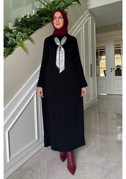 Şölen Fularlı Triko Elbise Siyah fırsatları