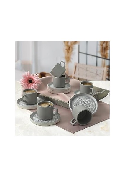Keramika Stone Stackable Çay Takımı 12 Parça 6 Kişilik 21426