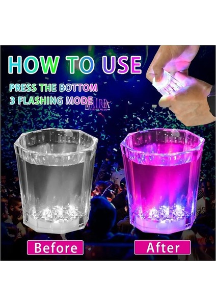 LED Işıklı Eğlence Bardakları - 3 Modlu Renk Değiştiren Bardak 12 Adet modelleri