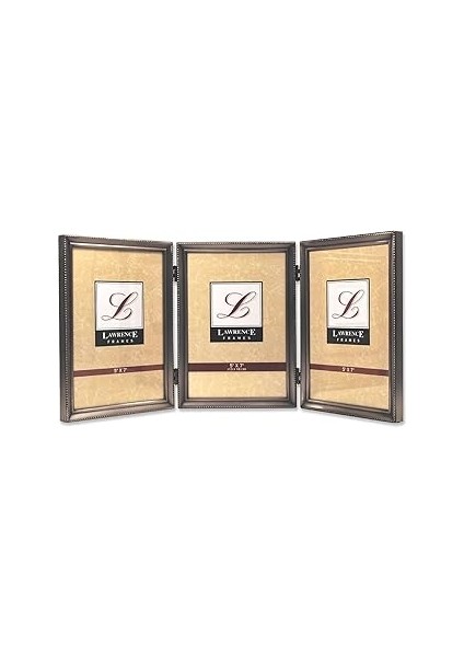 Lawrence Frames Antik Kalay 5 x 7 Açılabilir Triple Fotoğraf Çerçevesi – Boncuk Sınır Tasarım