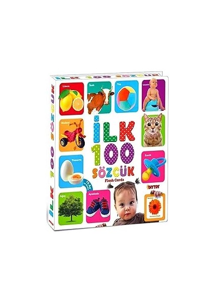 Bebeğim Için Ilk 100 Sözcük Kelime Zeka Kartları Eğitici Yeni Doğan Kartları