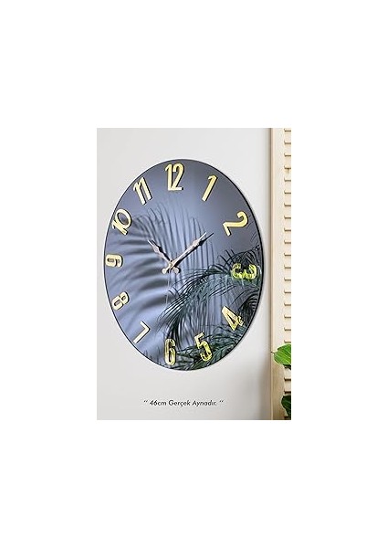 Emores 46 cm Gerçek Ayna Pleksi Rakam Dekoratif Duvar Saati