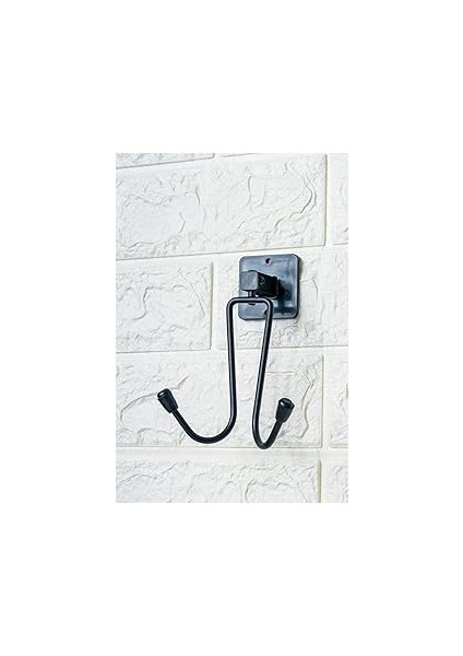 Kendiliğinden Yapışkanlı Siyah Paslanmaz Metal Bornoz ve Havlu Askılığı