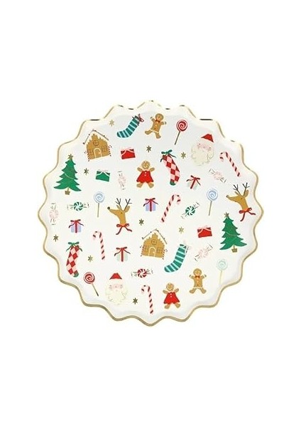Meri Meri - Jolly Christmas Side Plates - Yeni Yıl Tabaklar (M) (8'li)