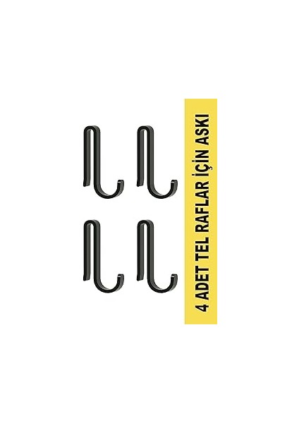 Sas Haus 4 Adet Plastik Askı Metal Banyo Mutfak Rafları Için Siyah