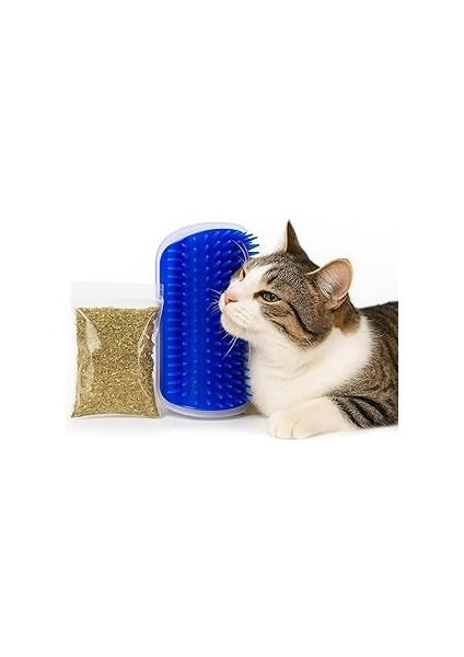 Kanji Kedi Köşe Masaj Tarağı – Kedi Nanesi Hazneli, Kendini Tarayan Duvar Köşesi Tarağı, Kedi Çekic