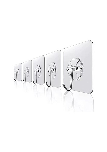 Ankanorm Şeffaf Askı Süper Güçlü Yapışkanlı Suya Dayanıklı Şeffaf Askı 5li Set Yeniden Kullanılabil