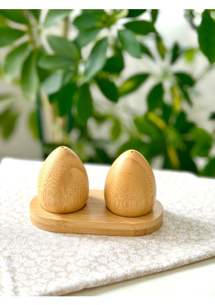 Bambu Yumurta Model Tuzluk & Biberlik Ahşap Bej fiyatları
