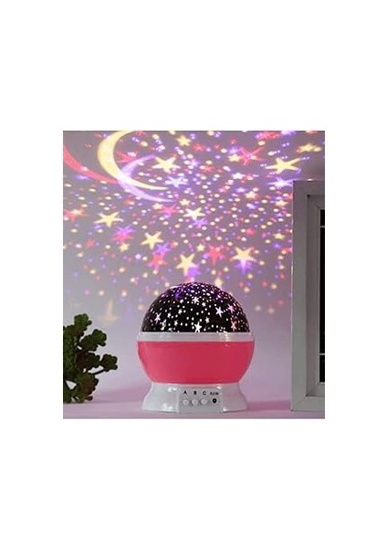 Technosmart Renkli ve Dönen Star Projeksiyon Gece Lambası Pembe