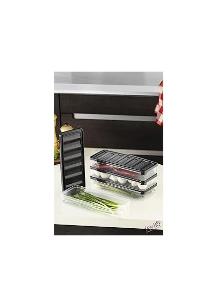 Fevito Mikrodalga ve Difrizde Kullanılabilen Saklama Kabı Seti 4'lü Antrasit S-403