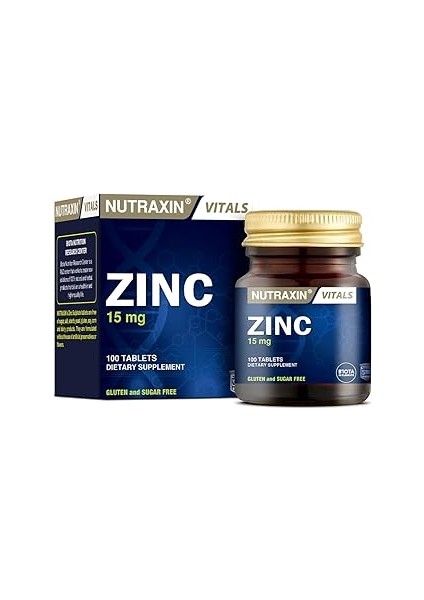 Nutraxin Vitals Zinc 15 Mg 100 Tablet Takviye Edici Gıda
