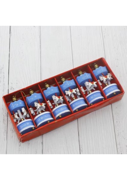 6 Adet Lüx Set Ağacı Süslemeleri Dekoratif 6'lı Renkli Mini Atlı Karınca Topları Topu Parti Asılı Top Yılbaşı Süsleri Mavi