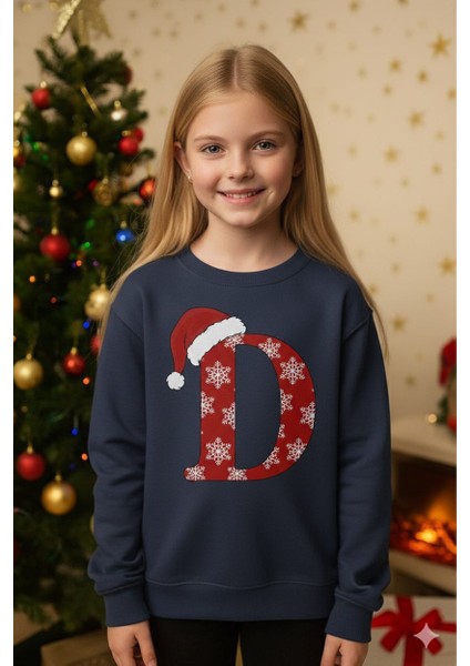 D Harfli Yilbasi Temali Sweatshirt Unisex