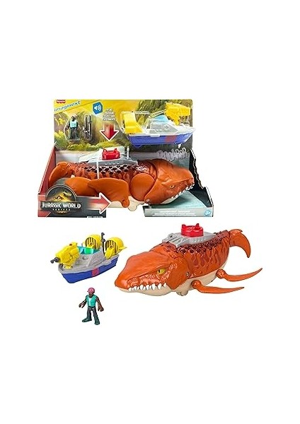 Fisher-Price Imaginext Jurassic World Rebirth Dev Ağızlı Mosasaurus, 45,5 Cm'lik Dinozor Oyuncağı,