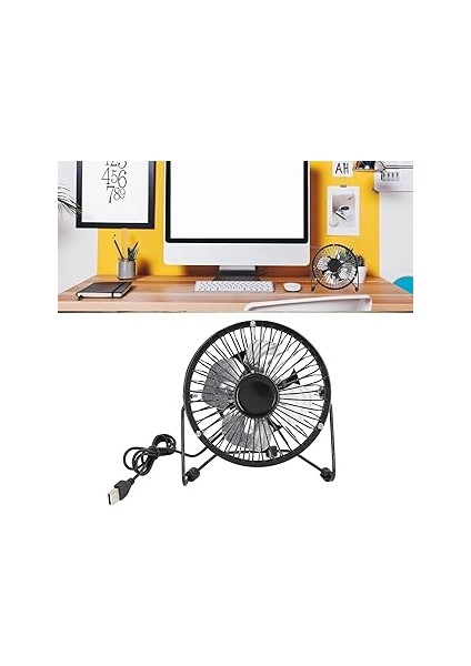 Aee® Masa Üstü Metal USB Fan - Sessiz Soğutucu Vantilatör - 13.5 cm Çaplı 4 Alüminyum Kanatlı