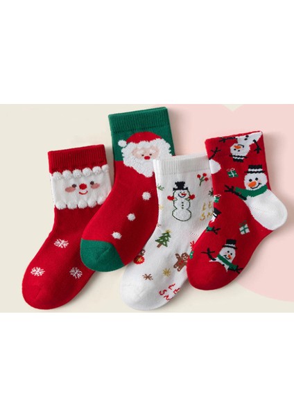 4'lü Yılbaşı Çorapları, Yılbaşı Desenli Renkli Çorap, Yılbaşı Çorabı, Erkek Çorabı, Kadın Çorabı, Yılbaşı Süsü (31-34)