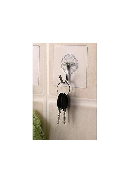 Kendinden Yapışkanlı Şeffaf Askı 5'li Set - Metal Kancalı Askılık 1420