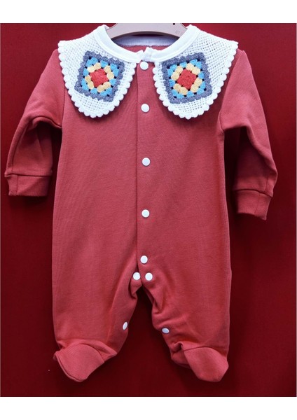 422279 Örgü Yakalı Tulum 3 Ay,6 Ay Kız - Kiremit - 6 Ay - BSK41X00010995-KİREMİT-6 Ay