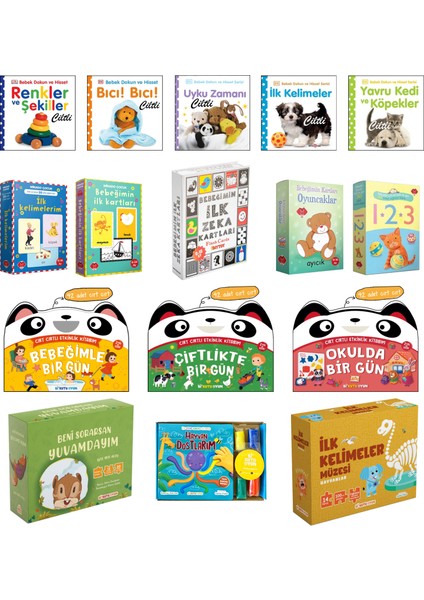 / Renkler ve Şekiller + Bıcı! Bıcı! + Uyku Zamanı + Ilk Kelimelerim + Bebeğimin Ilk Kartları + Zeka Kartları + Oyuncaklar + Bebeğimle Bir Gün + Çiftlikte + Okulda + Müzesi / 16’lı Set