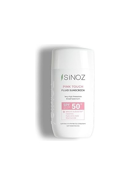 Sinoz SPF50 Pink Touch Aydınlatıcı Sıvı Yüz Güneş Kremi Yeni Nesil Güneş Filtreleri Hibrit Formül 5