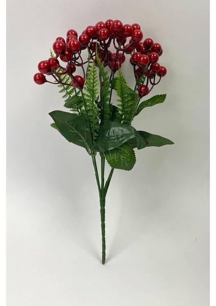 Yapay Çiçek Kırmızı Kokina Demeti Kokina Çiçeği Yılbaşı Süsü Yılbaşı Ağacı Süsü Kırmızı Yeşil