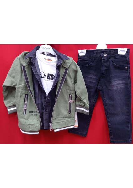 1222.5206 Fermuarlı Erkek Dörtlü Tam Takım 5/8 Yaş - Krem - 4-5 Yaş - BSK41X00011104-KREM-4-5 Yaş